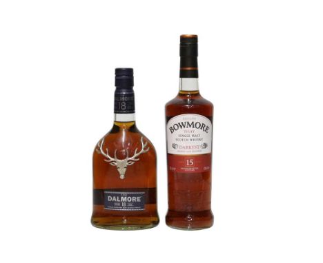 Two Bottles of Single Malt Scotch Whisky: Dalmore, Highland Single Malt Scotch Whisky, 18 Years Old, 43% vol, 70cl, one bottl