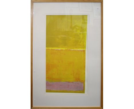 A large untitled three colour lithograph Mauve and green shades. 115 x 58cm  Formally the property of the late Jessye Norman