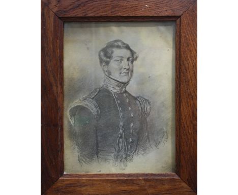 J.W Bailly (19th century) Half length portrait of a young officer Pencil, highlighted with white. Signed and dated 1843 lower