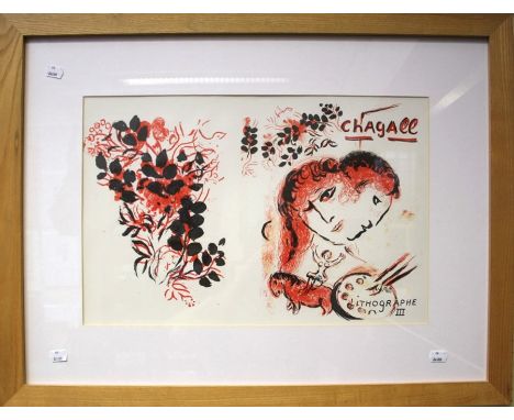 After Marc Chagall (French/ Russian 1887 - 1985 ) Lithograph III. A coloured lithograph, unsigned. 33 x 50cm  Formally the pr
