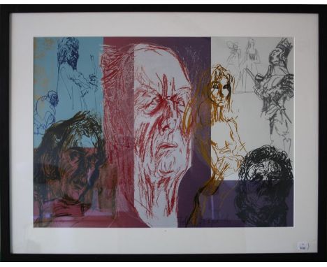 Feliks Topolski (Polish 1907-1989) A montage of thespians and playwrights. Lithograph. 46 x 63cm  Formally the property of th