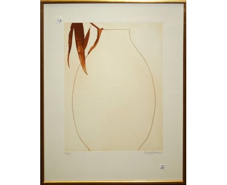 Derrick Greaves (British b. 1927) Untitled lithograph with vase and leaves. Pencil signed and numbered 86 / 150. 49 x 37cm  F