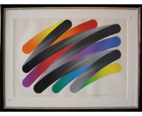 Takeshi Hara ( Japanese b. 1942) Strokes 87-2. A coloured lithograph. Pencil signed, titled and numbered 29 / 60. 49 x 73cm  