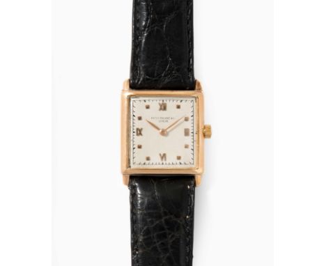 Patek Philippe, um 1936750 Roségold Gehäuse Nr. 621392, 25x32 mm mit Bandanstoss. Handaufzug Cal. 8'''-85 (nicht markiert) PX