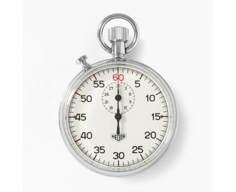 Heuer Chronograph Stoppuhr, 1960er JahreVerchromtes Gehäuse Nr. 49435. 51 mm. Graviert "E.M.D. 646 D" (Eidgenössisches Militä