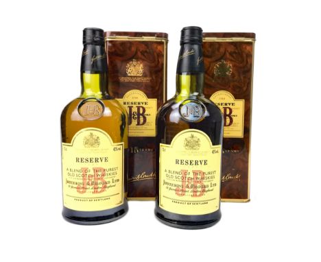 J&amp;B RESERVE AGED 15 YEARS (2) Blended Scotch Whisky 75cl, 43% volume, in tin. Two bottles.