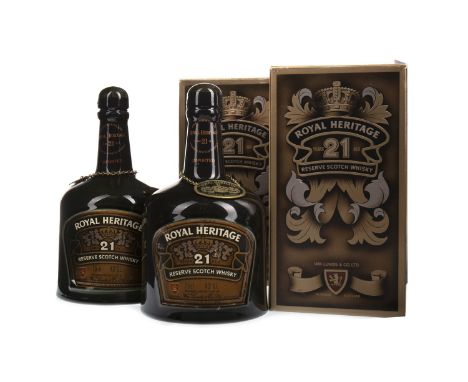 ROYAL HERITAGE 21 YEARS OLD (2) Blended Scotch Whisky 75cl, 43% volume, ceramic bottle in carton. Two bottles.