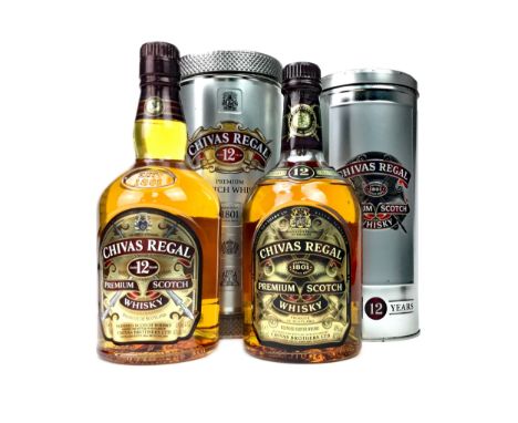 CHIVAS REGAL AGED 12 YEARS (2) Blended Scotch Whisky 70cl, 40% volume, in tin. Two bottles.