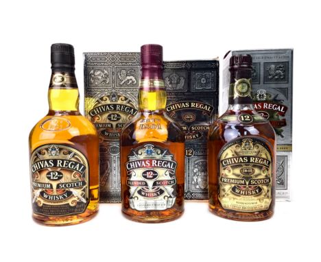 CHIVAS REGAL AGED 12 YEARS (3) Blended Scotch Whisky 70cl, 40% volume, in carton. Three bottles.