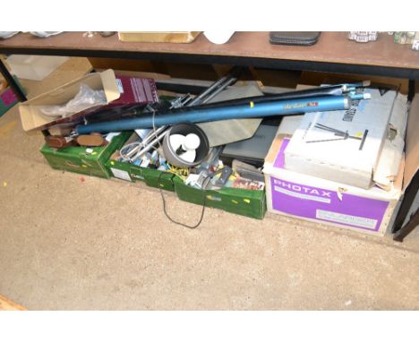 A large quantity of various camera and camera related items to include Photo-Magic; boxed Brownie; an Ilford; camera tripods 