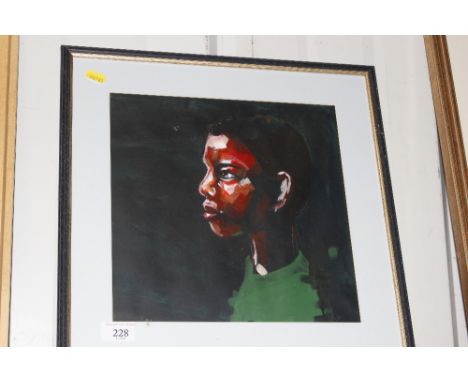 A framed and glazed acrylic, portrait study initialled A.W.