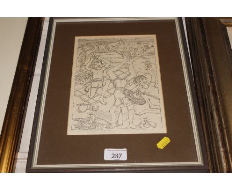 A pencil signed limited edition print Nigel Howse "Sun and Sparkling Wine Balmy Hours!" 1/10 dated 1985