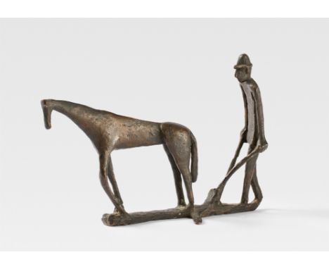 Gerhard Marcks, PflügerBronze. Höhe 12,3 cm, Breite 18,5 cm. Auf der Plinthe mit dem Künstlersignum. Auf der Standfläche numm