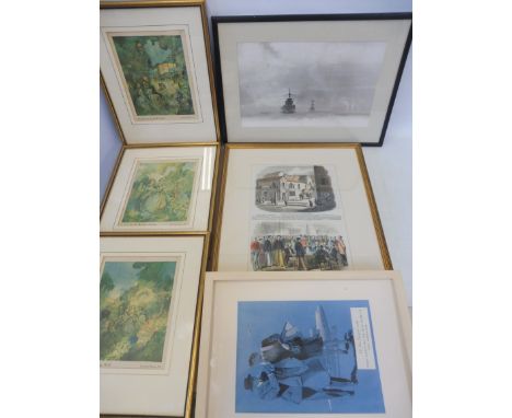 A framed and glazed coloured print titled 'The Poisonings at Hong-Kong', two images with annotations to the centre, 17 x 21",