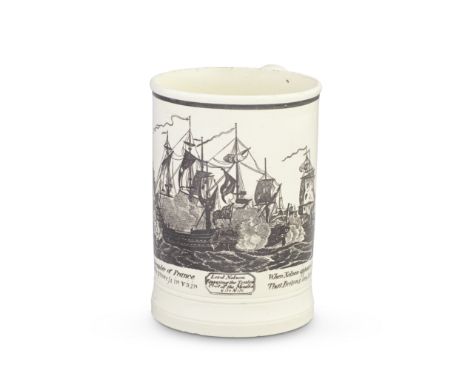 Battle of the Nile: a creamware mug, circa 1810Probably Dawson &amp; Co, Sunderland, printed in black with 'Lord Nelson Engag