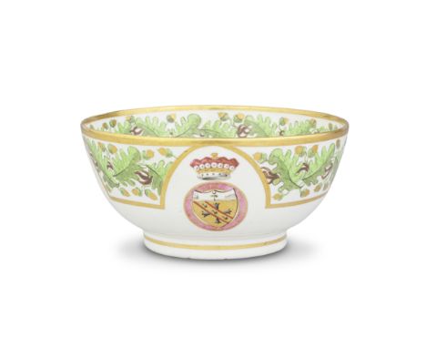 A Coalport slop bowl from the 'Nelson Set Tea Service', circa 1802Of plain shape and generous size, brightly painted with bor