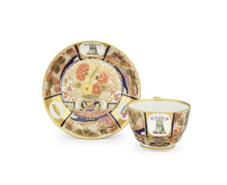 A Chamberlain Worcester teacup and saucer from the 'Horatia Service', circa 1802-03The ogee shaped cup with an upswept handle
