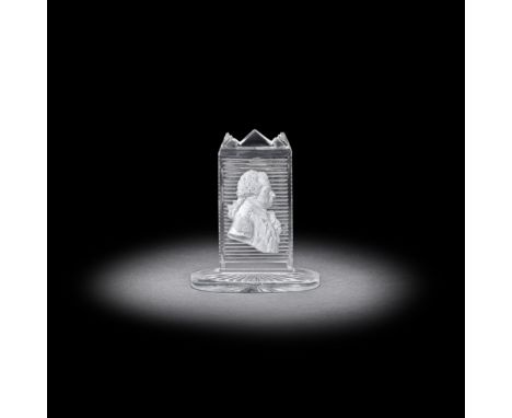 An Apsley Pellatt sulphide upright paperweight plaque of Sir John Jervis, circa 1830The sulphide portrait in profile facing t