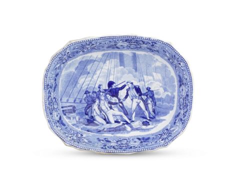 Death of Nelson: a Jones &amp; Son 'British History' series comport, circa 1826-28The footed dish printed in blue with the 'D
