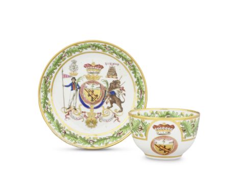 A further Coalport breakfast cup and saucer from the 'Nelson Set Tea Service', circa 1802Of large size with borders of oak le