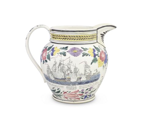 A large inscribed creamware jug, circa 1820-30Probably Dawson &amp; Co, Sunderland, inscribed with a marriage verse below the