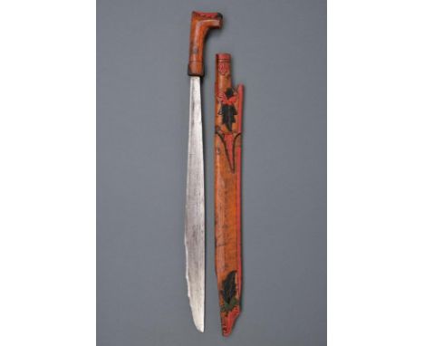 dating: Late 19th Century provenance: Borneo, Strong, single-edged blade with the back undulated toward the weak, decorated w