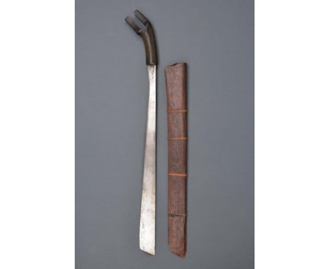 dating: Late 19th Century provenance: Sumatra, Strong, straight, single-edged blade with oblique tip; curved, wooden grip wit