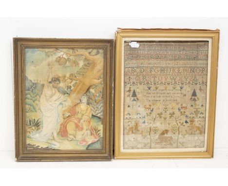 A George IV sampler, central section reads: "Soon as your judgment waxed strong/And can distinguish right and wrong/Think it 