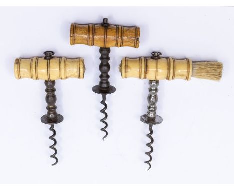 Helixophilia -&nbsp;A 19th century&nbsp;Henshall type&nbsp;direct pull corkscrew, turned bone handle, brush, steel shank, app