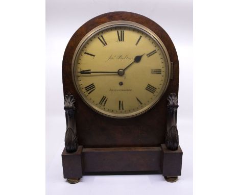 James Bolton Knightsbridge London late Victorian 8 day fusee mantel clock with 8 1/2" white dial cast bezel, contained in a w