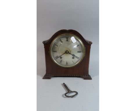 An Edwardian Mahogany Cased Mantle Clock by Empire, with Key but Movement, 21.5cm High