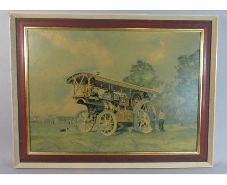 A Framed Coulson Print Depicting Traction Engine, 65cm Wide 