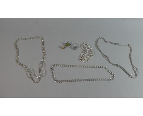 A Collection of Silver Items to Include Three Necklaces, One Bracelet, Ring and Two Fobs, 72.5g 