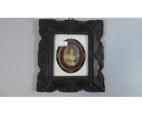 A Framed Portrait Miniature Oval of a Girl 