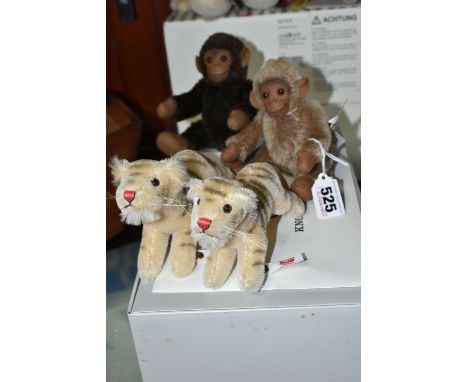 A BOXED LIMITED EDITION STEIFF NOAH'S ARK SET THREE, comprising two tigers and two gorillas, all made from cotton and mohair,