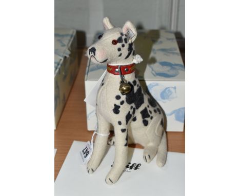 A BOXED LIMITED EDITION STEIFF 'GREAT DANE LORD, REPLICA 1932', with a spotted wool felt covering, wearing a red collar with 