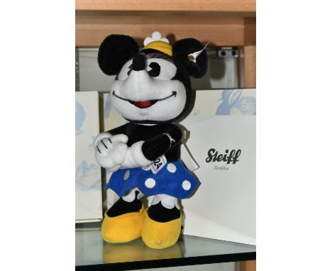 A BOXED STEIFF LIMITED EDITION 'MINNIE MOUSE', with black and white mohair and cotton, gold coloured ear button and white lab