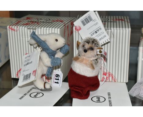 TWO BOXED STEIFF LIMITED EDITION ORNAMENTS, comprising 'Hedgehog in a Mitten' 007040 - 481/2,000, height 11cm and 'Rabbit Ice