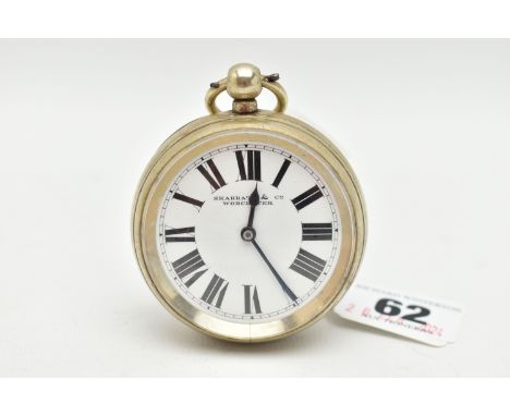 A 'SKARRATT &amp; CO' OPEN FACE POCKET WATCH, base metal, open face, key wound pocket watch, round white dial signed 'Skarrat