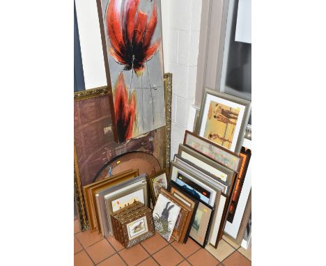 A QUANTITY OF PICTURES AND PRINTS ETC, to include a Denis Healey oil on canvas 'Laughan Castle &amp; Boat House', signed bott