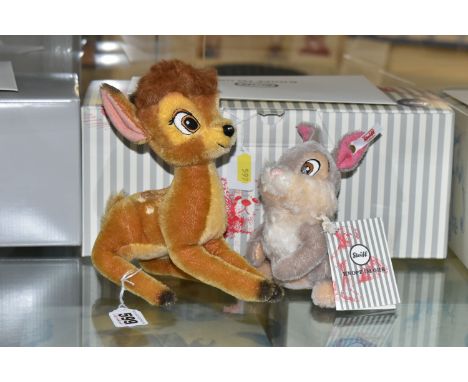 A BOXED STEIFF LIMITED EDITION DISNEY BAMBI AND THUMPER SET, no.683305, limited edition no.104/2000, coloured mohair, heights