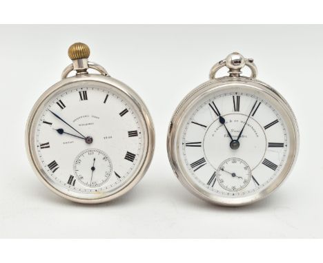 TWO SILVER OPEN FACE POCKET WATCHES, the first a key wound 'J.Langdon &amp; Co London, Demi Chronometer' open face pocket wat