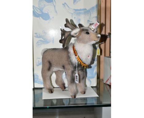 A BOXED STEIFF LIMITED EDITION 'REINDEER', no. 037146, limited edition no.1028/1500, grey brown Alpaca, height 30cm, with tag
