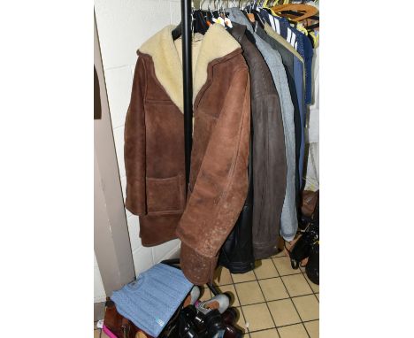 A QUANTITY OF GENTLEMEN'S CLOTHING AND SHOES, to include an unused M&amp;S pure cotton sweater, over ten pairs of leather sho