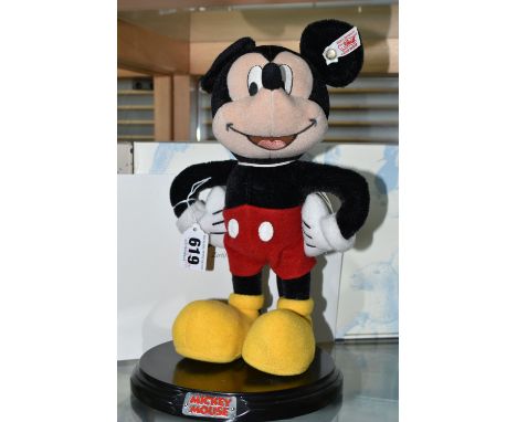 A BOXED STEIFF LIMITED EDITION 'MICKEY MOUSE', a Danbury Mint exclusive, with mohair and cotton 'fur', gold coloured ear butt