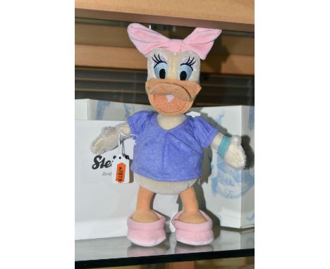 A BOXED STEIFF LIMITED EDITION 'DAISY DUCK', made from mohair and cotton, gold coloured button and white label no 354991, swi