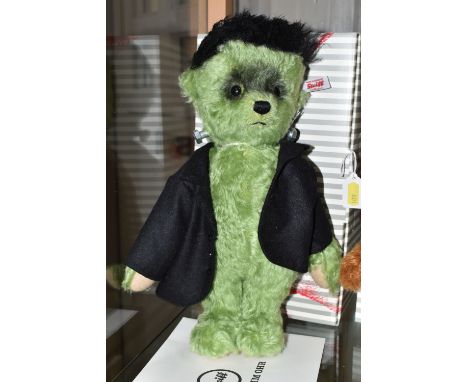 A BOXED STEIFF LIMITED EDITION 'FRANKENSTEIN', no.690457, limited edition no. 82/1818, green mohair, height 30cm, with tag an