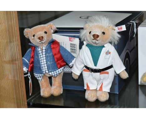 A BOXED STEIFF LIMITED EDITION BACK TO THE FUTURE TWO PIECE TEDDY BEAR SET, no.355325, limited edition no. 559/1985, beige cr