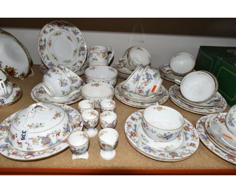 A ROYAL WORCESTER BREAKFAST SET,  'Pekin' pattern W9757, comprising a covered crumpet dish, milk jug, sugar bowl, slop bowl, 