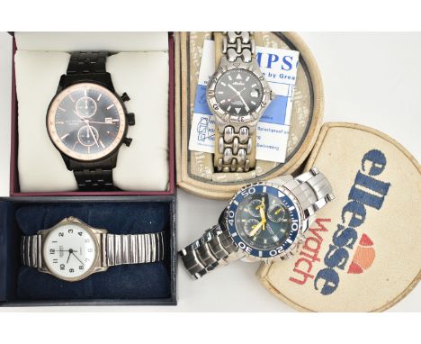 FOUR GENTS WRISTWATCHES, the first an unused condition Accurist wristwatch, model number 7341, together with two Sekonda watc